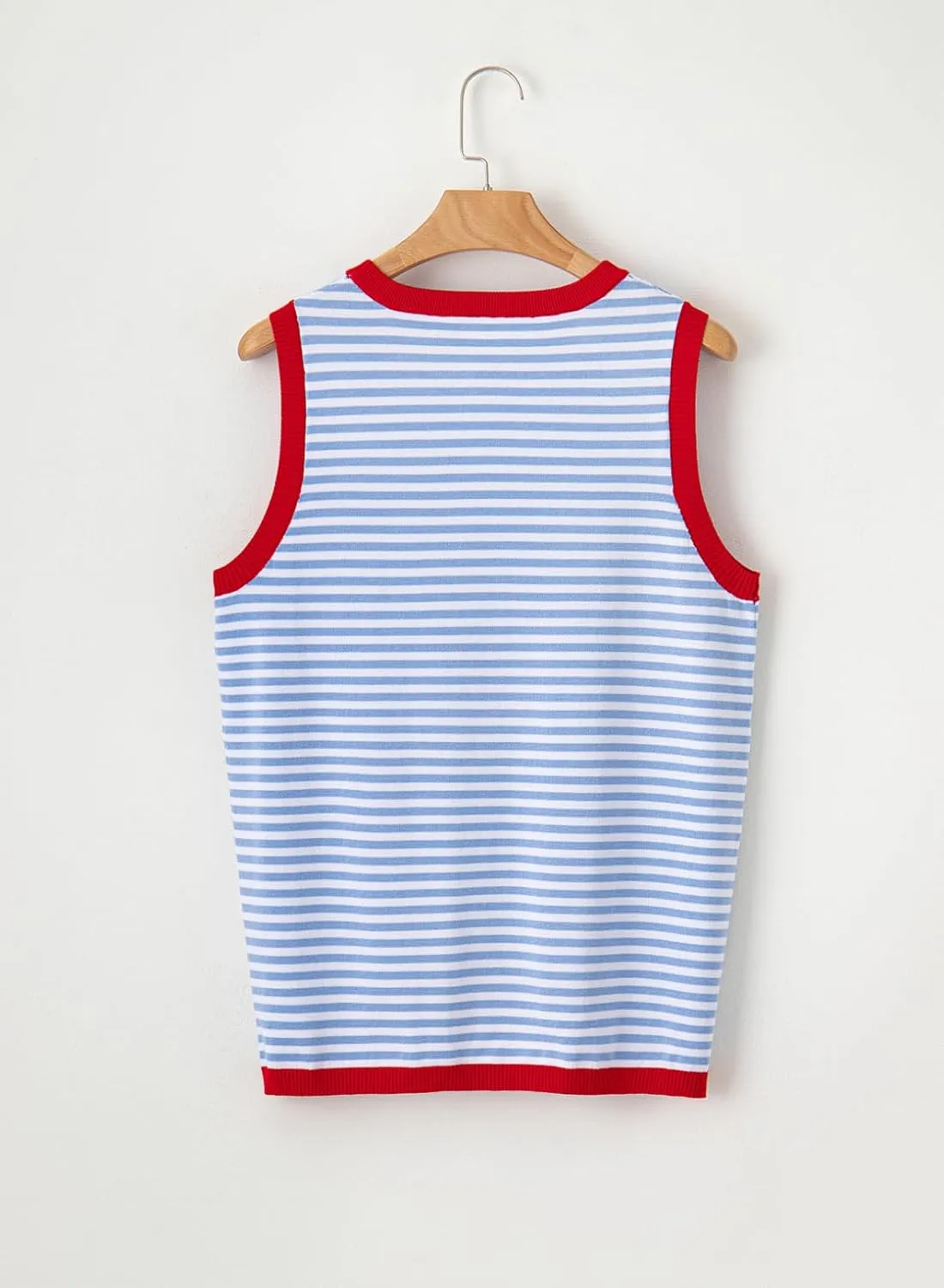 Dokotoo Womens Summer Tops 2025 Casual Striped Color Block High Neck Tank Top Loose Knit High Low Sleeveless Shirts Blouses