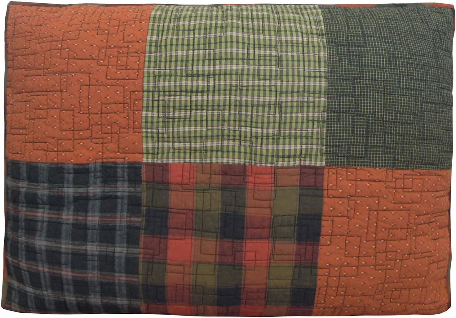 Donna Sharp Pillow Sham - Woodland Square Lodge Decorative Pillow Cover with Patchwork Pattern - Standard