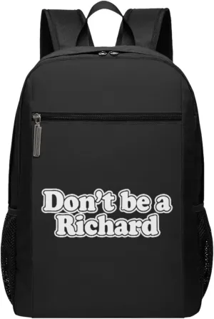 Don't Be A Richard Travel Laptop Backpack, Business Anti Theft Slim Sturdy Laptops Backpacks, College Computer Bag Gift for Men & Women Fits 17 Inch Notebook,Black