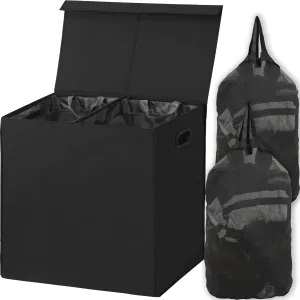 Double Laundry Hamper/Basket with Lid and Removable Liner
