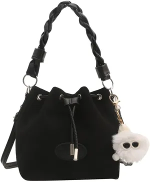 Drawstring Bucket Bag Mini Crossbody Bucket Purses with Top-Handle Hobo Satchel Bucket Bag Small Drawstring Handbag
