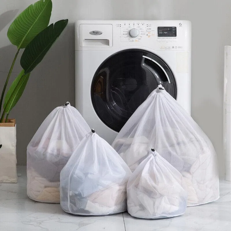 Drawstring Mesh Laundry Bag 1/4PCS 4Sizes Polyester