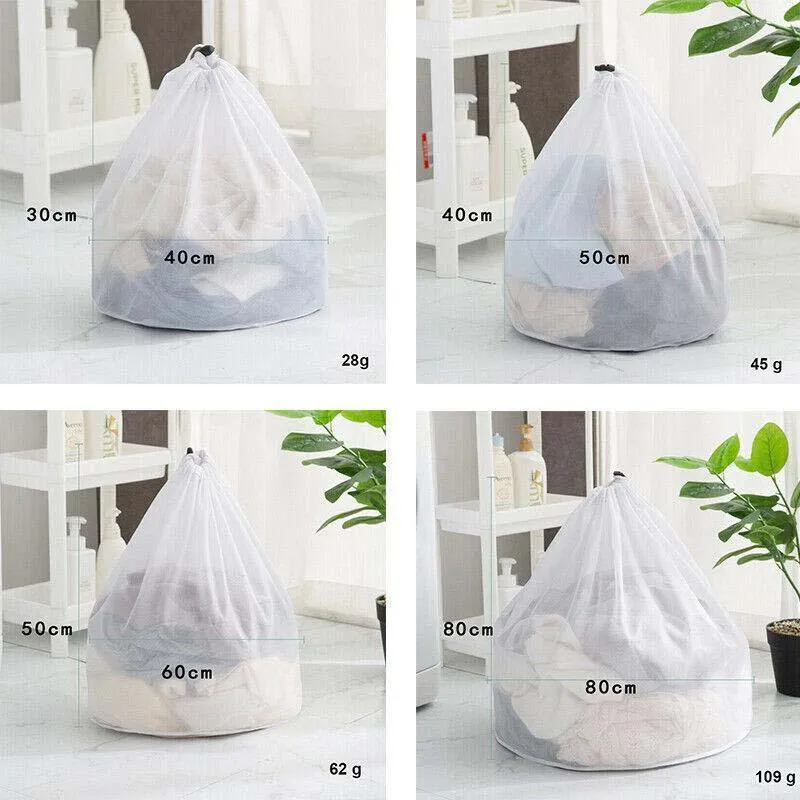 Drawstring Mesh Laundry Bag 1/4PCS 4Sizes Polyester