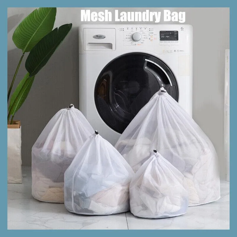 Drawstring Mesh Laundry Bag 1/4PCS 4Sizes Polyester