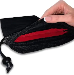 Drawstring Pouch, Black Velvet Bag 7.6 x 10.6 Inches, Red Velvet Lining Inside, Pouch for Organizing and Storage at Home or When Traveling
