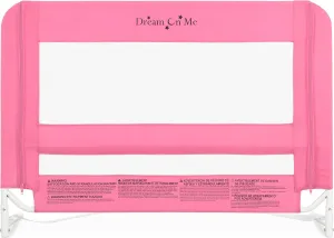 Dream On Me Lightweight Mesh Security Adjustable Bed Rail for Toddler, Breathable Mesh Fabric, Suitable for All Types of Beds, Reinforced Anchor System Bed Guard Rail, Pink