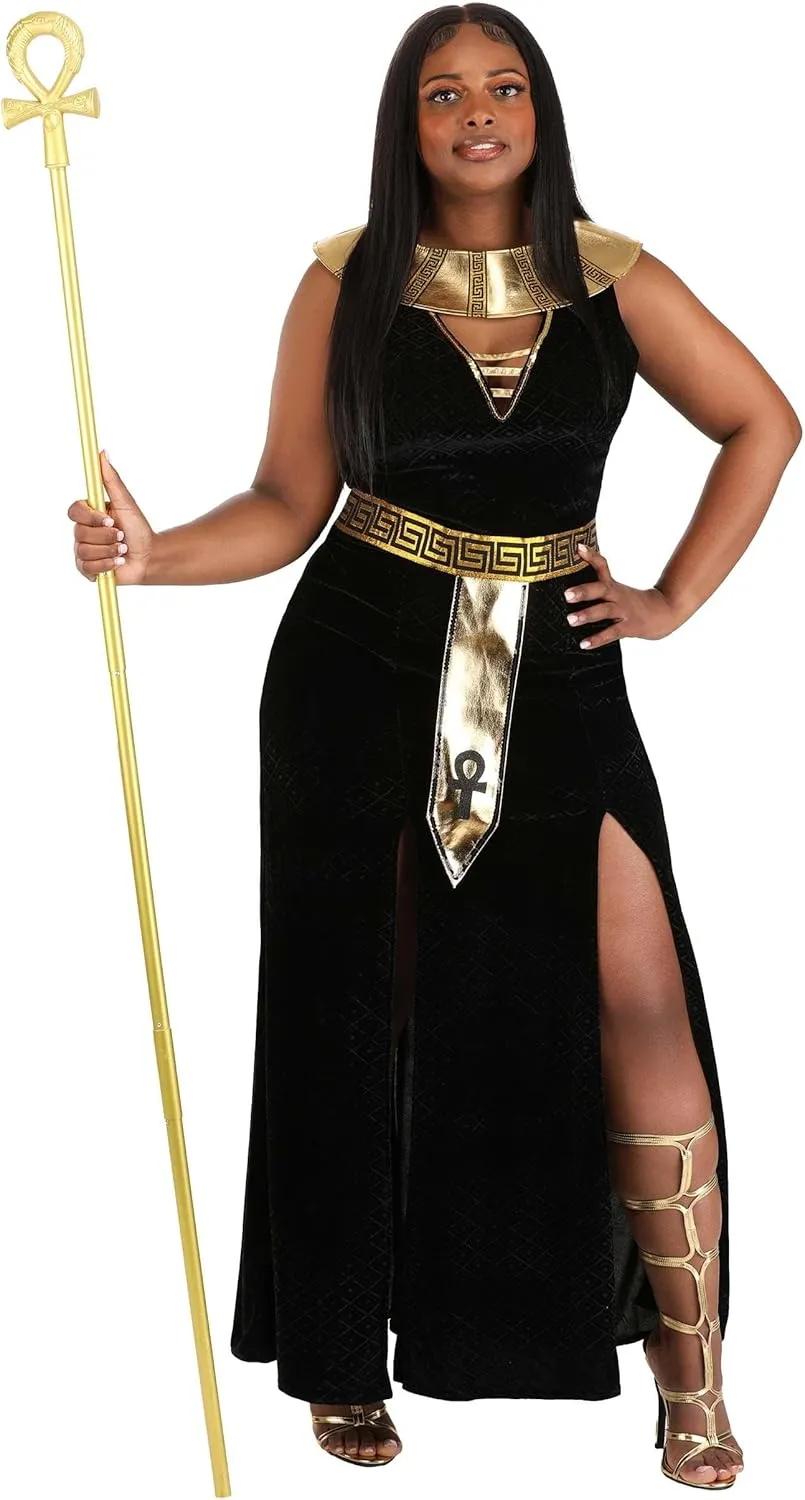 Dreamgirl Adult Cleopatra Costume for Women, Egyptian Goddess, Exquisite Cleopatra Halloween Costume, Black/Gold