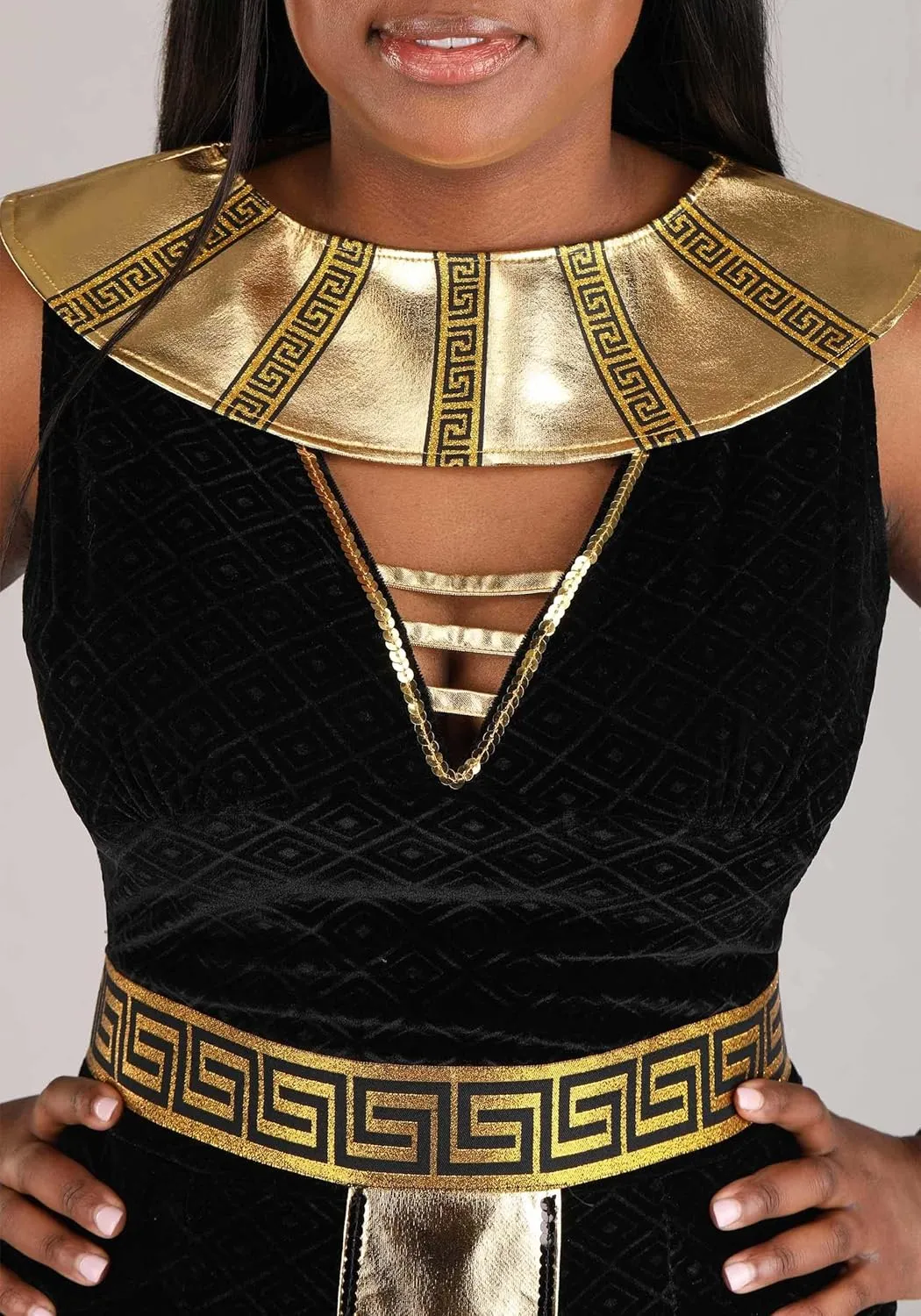 Dreamgirl Adult Cleopatra Costume for Women, Egyptian Goddess, Exquisite Cleopatra Halloween Costume, Black/Gold