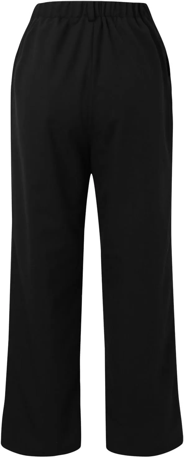 Dress Pants Women Wide Leg High Waisted Button Pleated Business Pants Casual Loose Slacks Trousers with Pockets