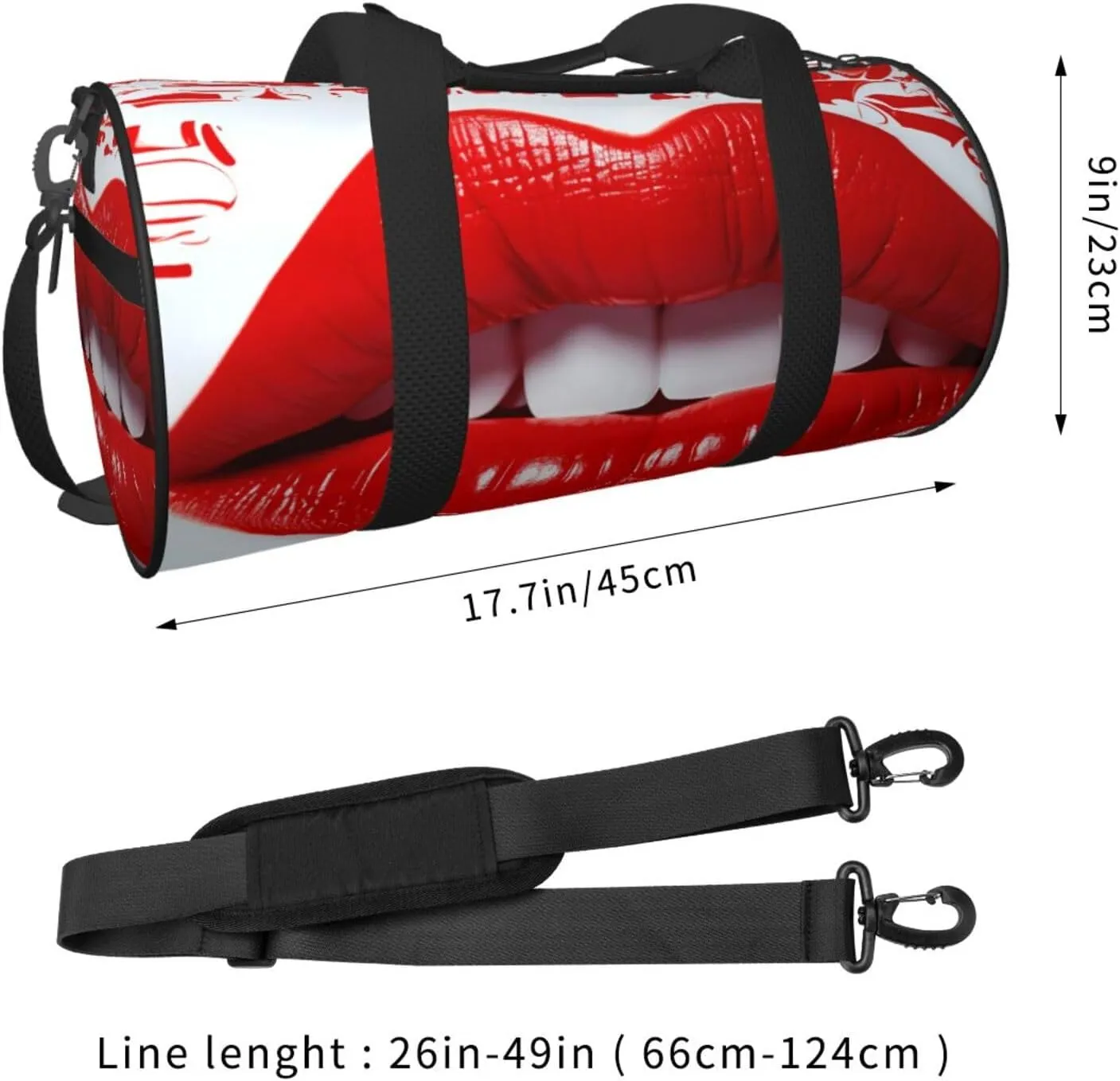 Duffel Bag for Men Women Small Gym Bag Printing Lips Travel Duffel Bag Waterproof Overnight Bag for Sports Workout