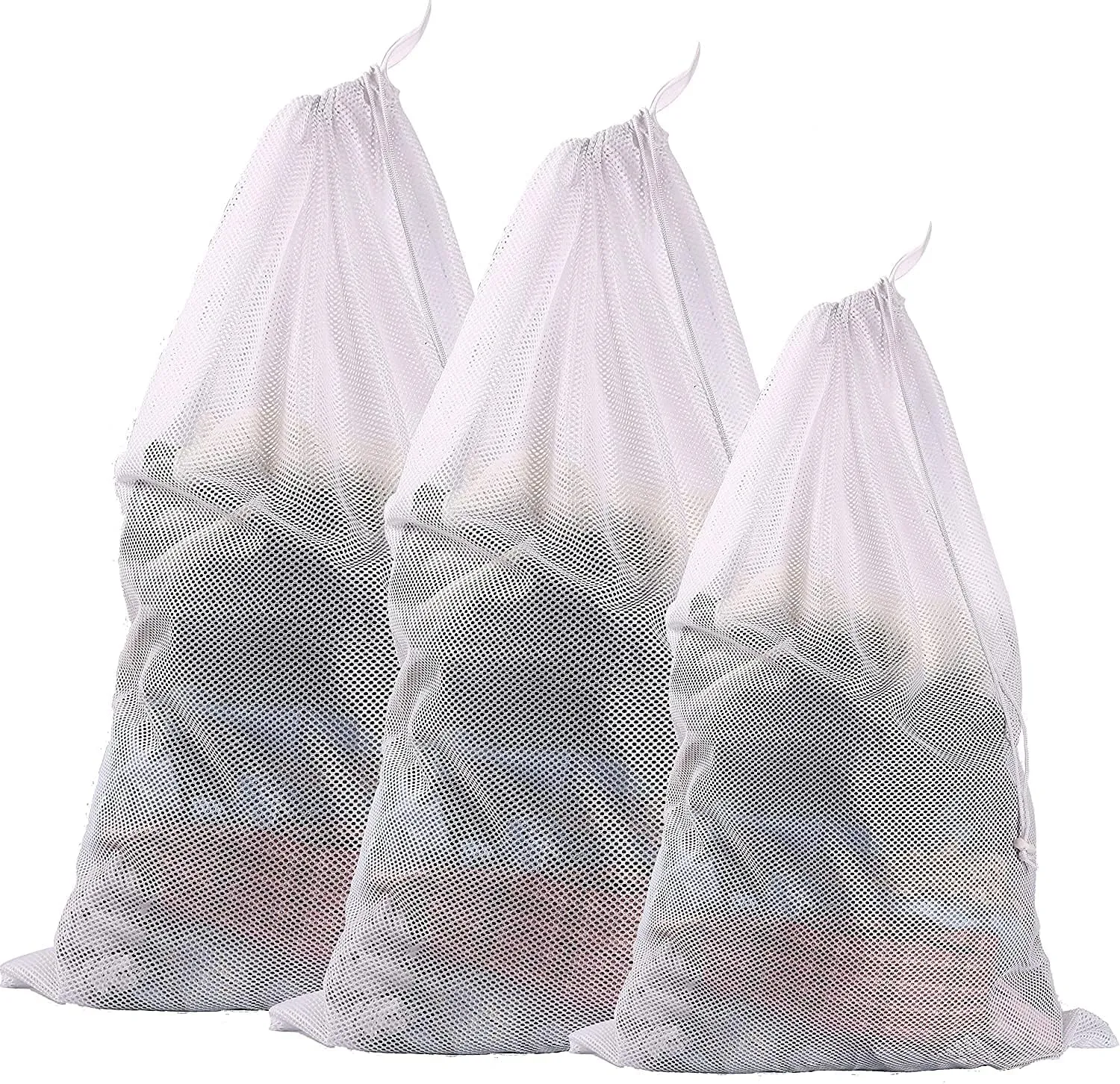 Durable Honeycomb Laundry Bag Sturdy Mesh Bags 2 Extra Large and 1 Large with Drawstring Closure for College, Dorm and Apartment Dwellers - 3 Set(2XXL 1XL)