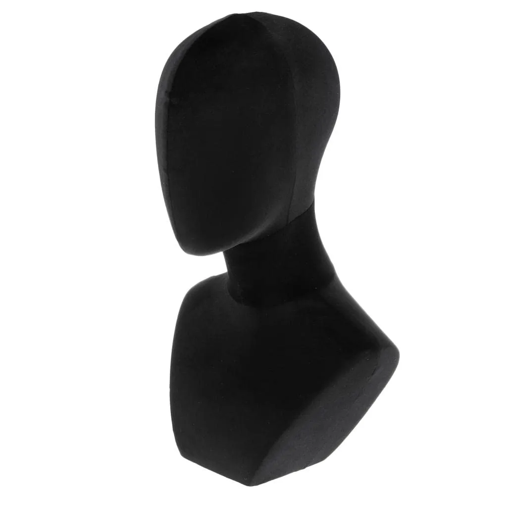 DYNWAVE Velvet Head Display Stand for Wigs Hats Jewelry Necklace Holder or for Home Decoration, Black