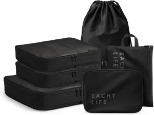 EACHY 6 Set Compression Packing Cubes for Travel & Carry-On, Space-Saving Luggage Organizers & Compression Bags for Clothes & Shoes, Ideal for Vacation & Cruise Essentials