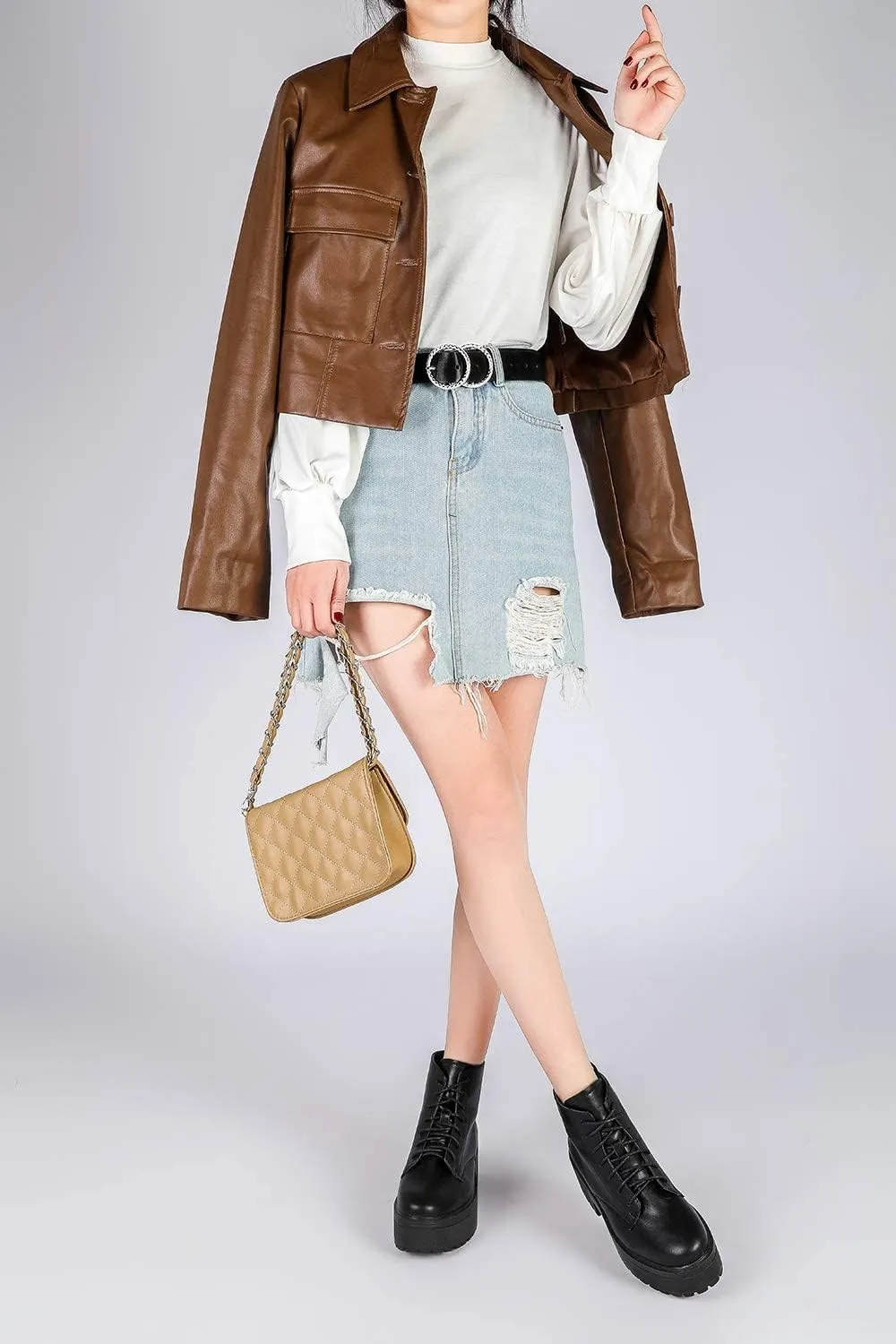 Earnda Women's Leather Belt Fashion Soft Faux Leather Waist Belts For Jeans Dress
