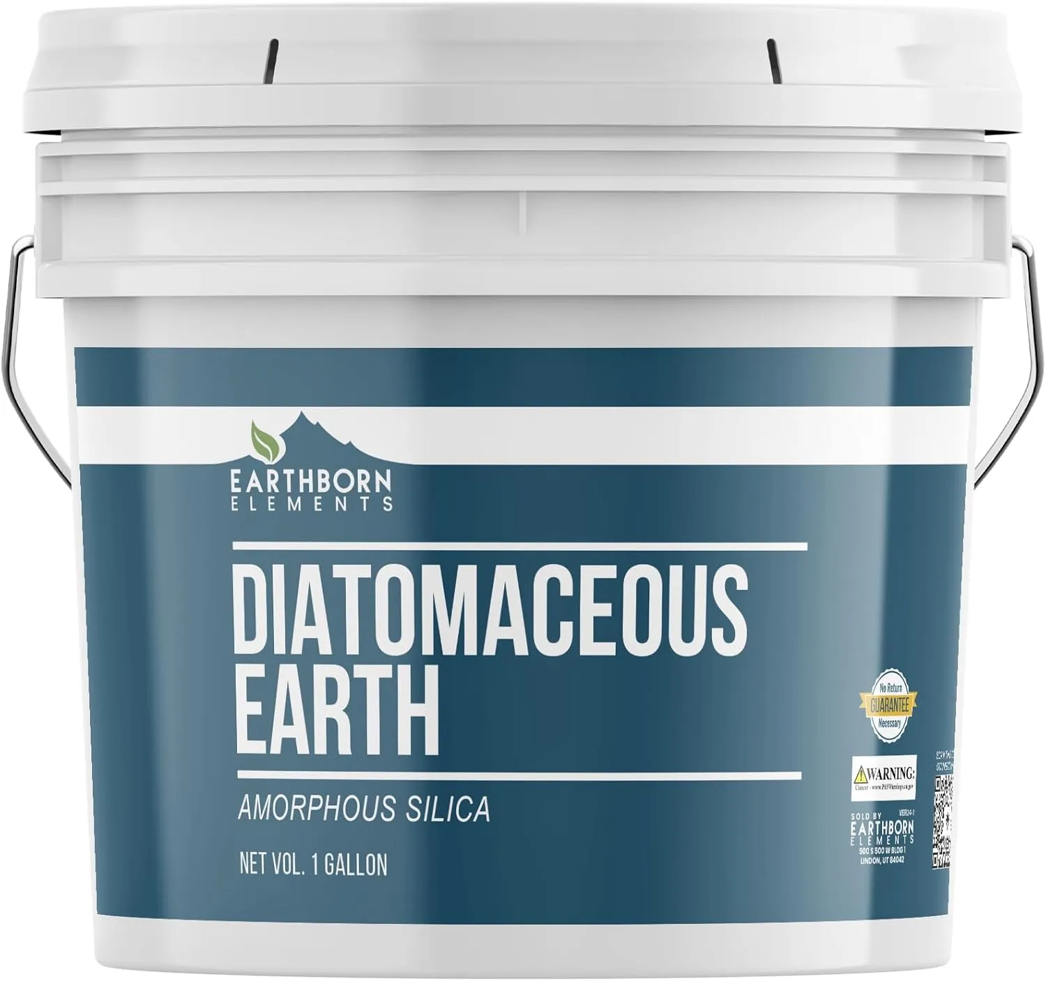 Earthborn Elements Diatomaceous Earth (1 Gallon), Resealable Bucket, Pure Freshwater Amorphous Silica