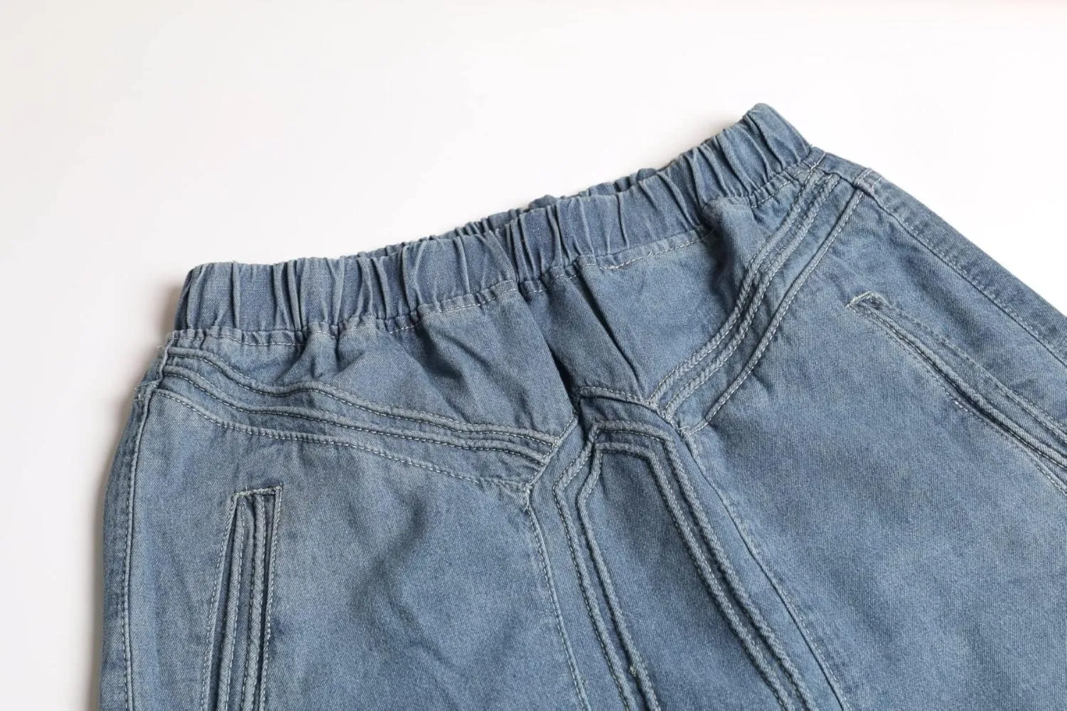 ebossy Women's Casual Elastic Waist Frayed Hem A-Line Distressed Hippie Long Maxi Denim Skirt