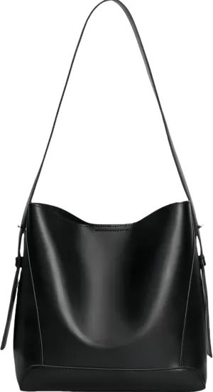 EIATLWomen's bucket bag premium leather shoulder bag, crossbody bag extended shoulder strap upgraded to 5 adjustable levels