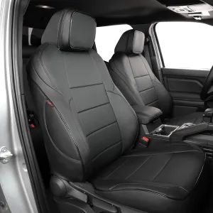 EKR Tacoma Car Seat Covers Custom for Select Toyota Tacoma (Only for Hybrid) 2024 2025 Double cab TRD Sport,TRD Off-Road,Limited,Trailhunter -Full Set,Leather(Black)