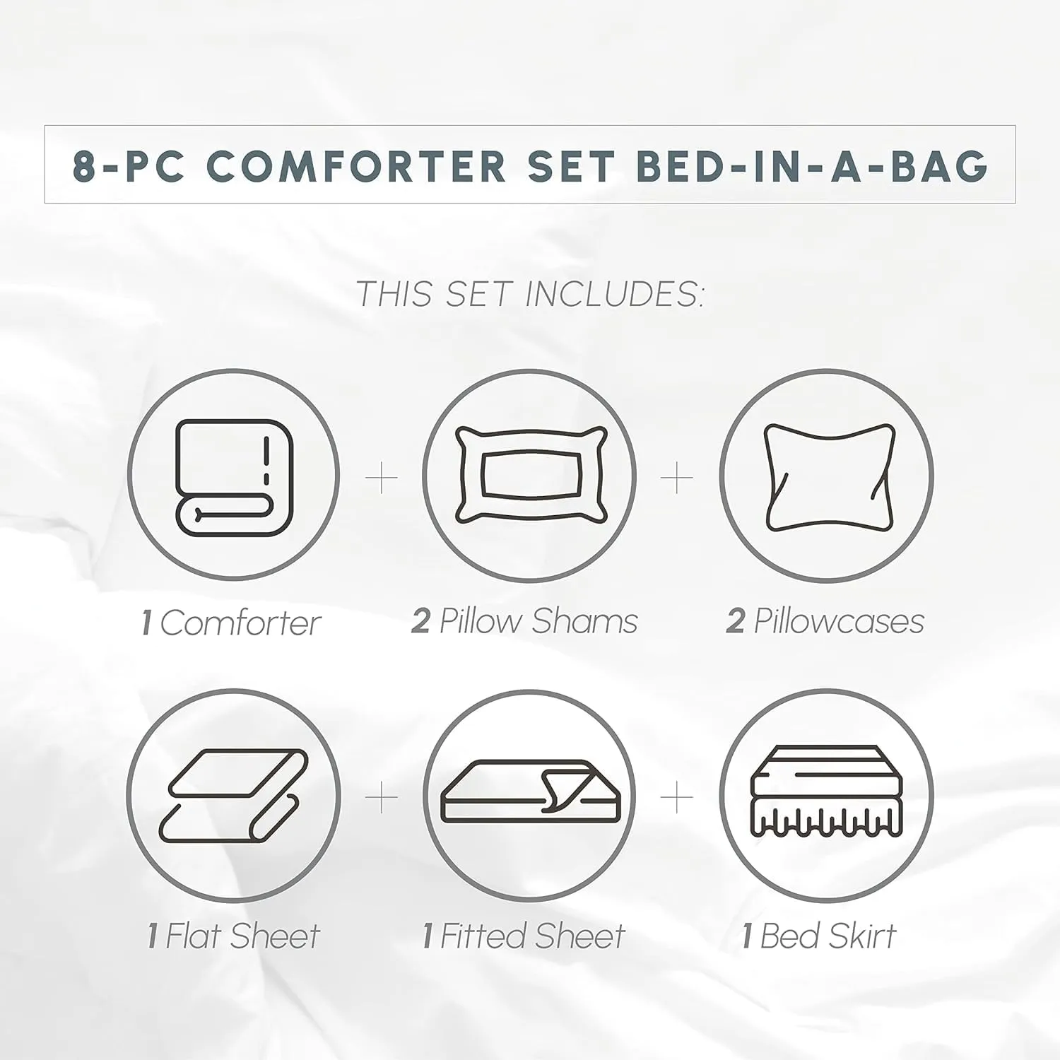 Elegant Comfort® Wrinkle Resistant - Silky Soft Dobby Stripe Bed-in-a-Bag 8-Piece Comforter Set -HypoAllergenic - Full/Queen, Light Blue