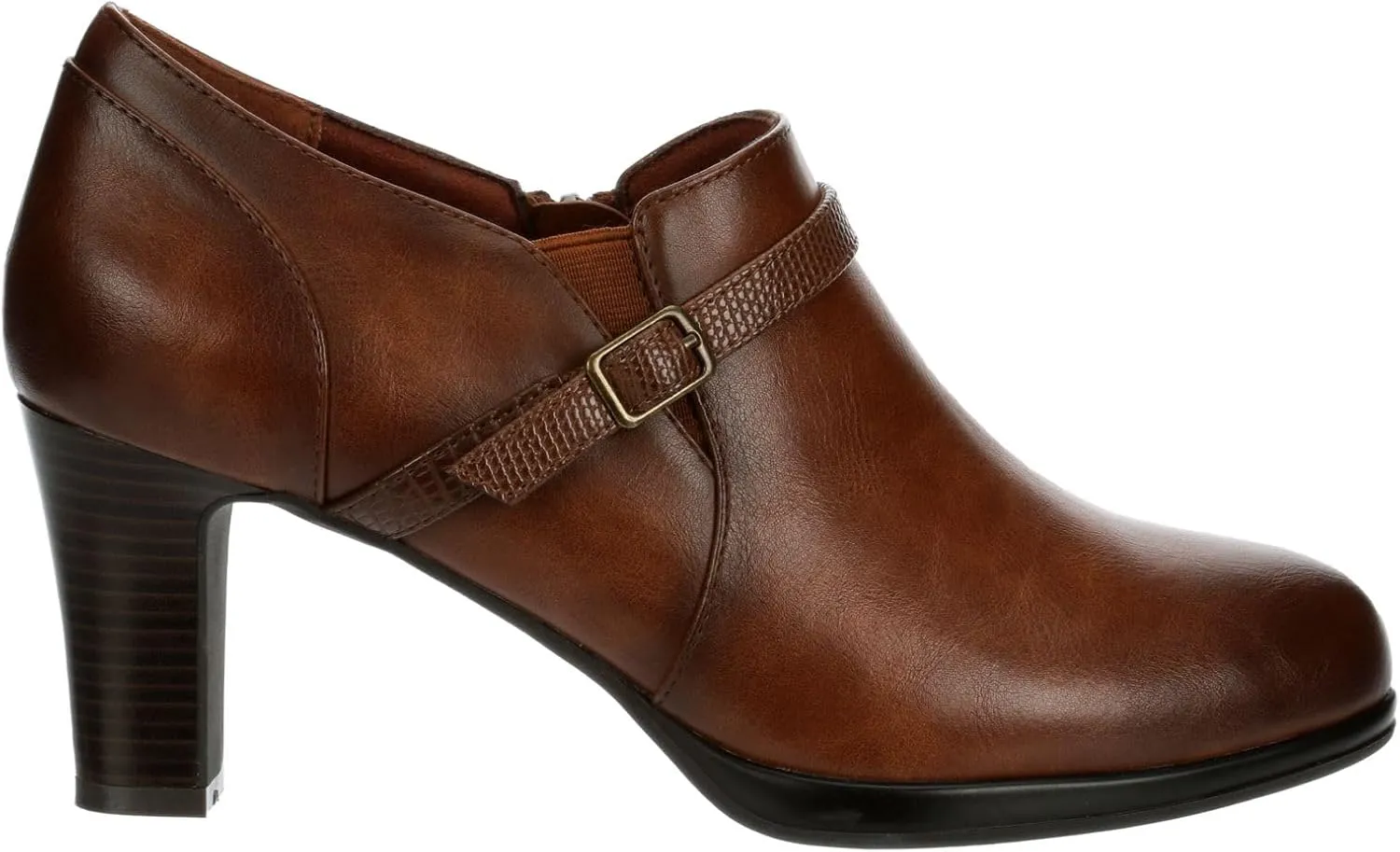 Ellory - Women's Low Cut Faux Leather Heeled Ankle Bootie