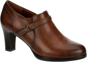 Ellory - Women's Low Cut Faux Leather Heeled Ankle Bootie
