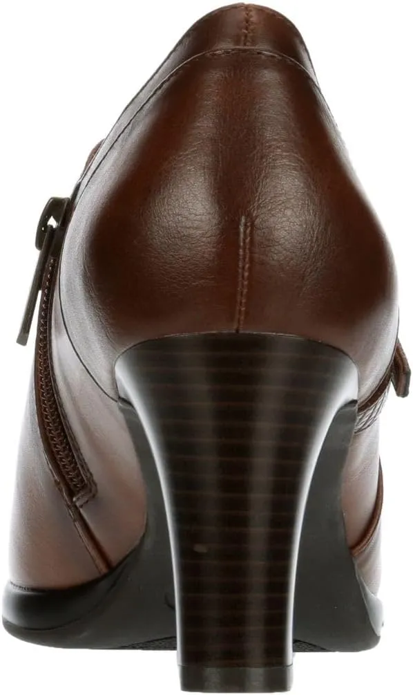 Ellory - Women's Low Cut Faux Leather Heeled Ankle Bootie