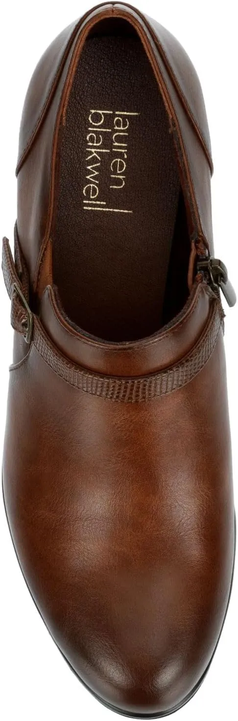 Ellory - Women's Low Cut Faux Leather Heeled Ankle Bootie