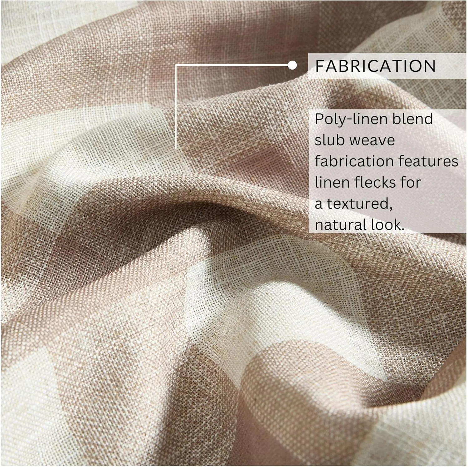 Elrene Home Fashions Farmhouse Living Grainger Buffalo-Check Blackout Window Curtain, Living Room and Bedroom Drape with Rod Pocket Tabs, 52" x 95", Linen, 1 Panel