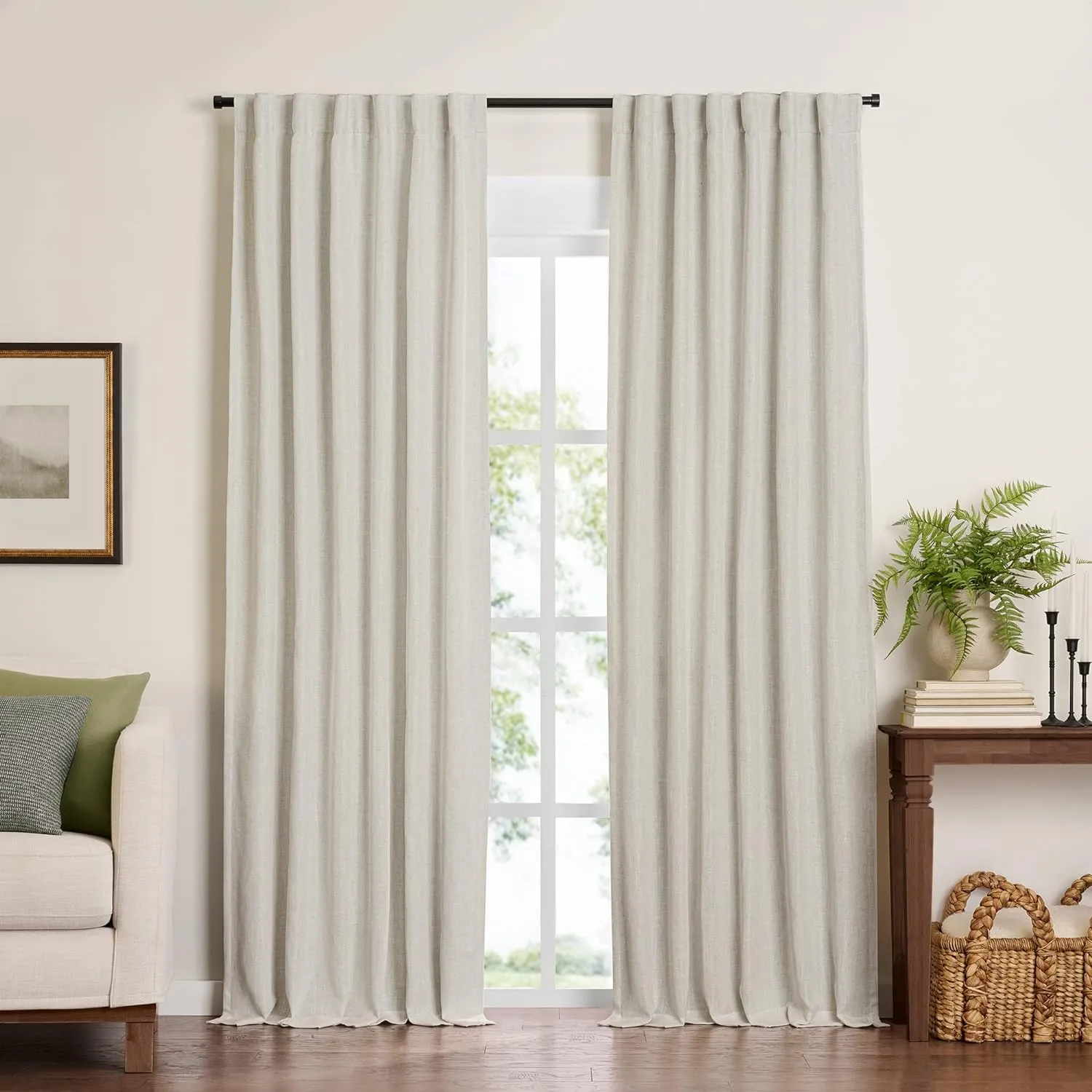 Elrene Home Fashions Harrow Solid Texture Blackout Single Window Curtain Panel, 52"x95", Natural