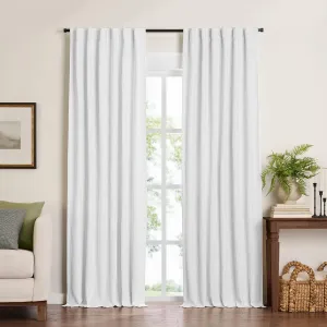 Elrene Home Fashions Harrow Solid Texture Blackout Single Window Curtain Panel, 52"x95", White