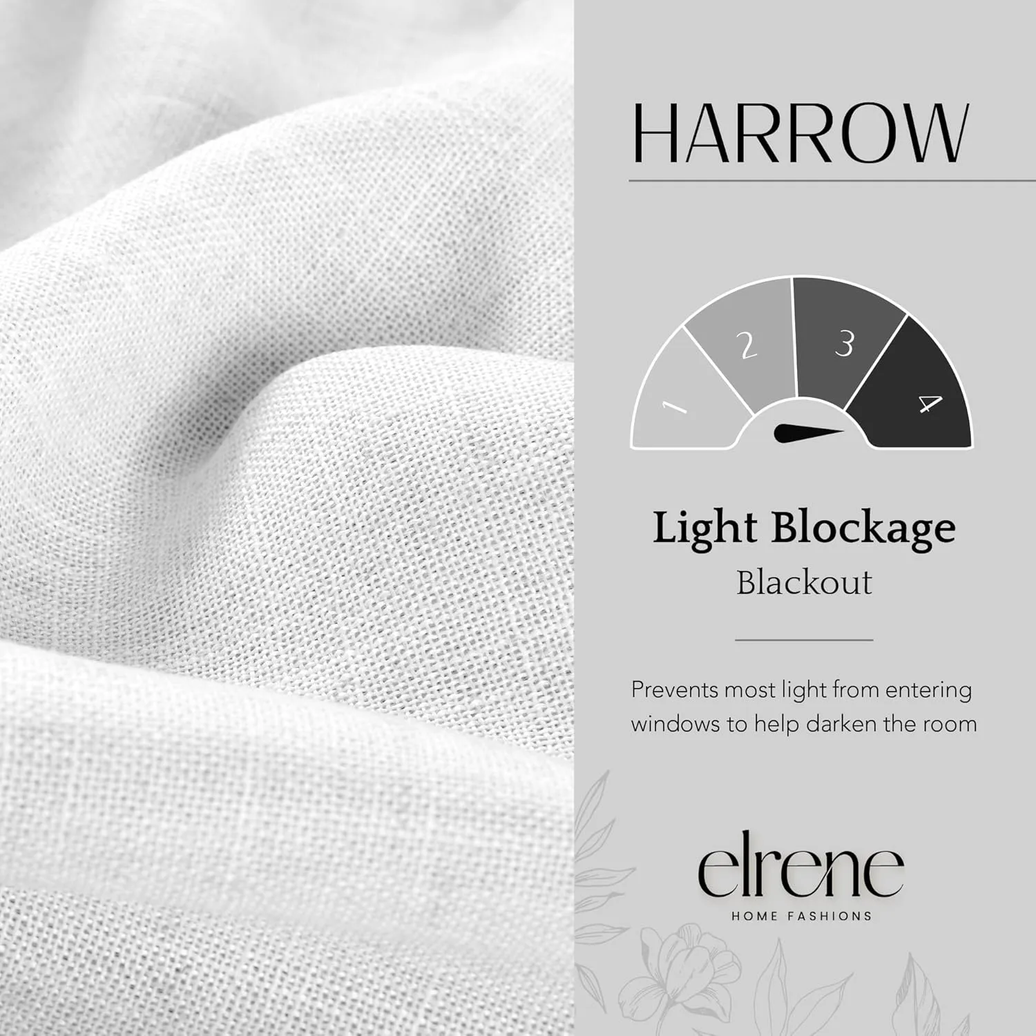 Elrene Home Fashions Harrow Solid Texture Blackout Single Window Curtain Panel, 52"x95", White