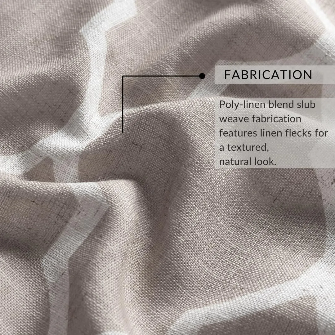 Elrene Home Fashions Medalia Grommet Top Light Filtering Trellis Geometric Pattern Linen Blend Window Curtain Single Panel, 52" W x 84" L, Stone