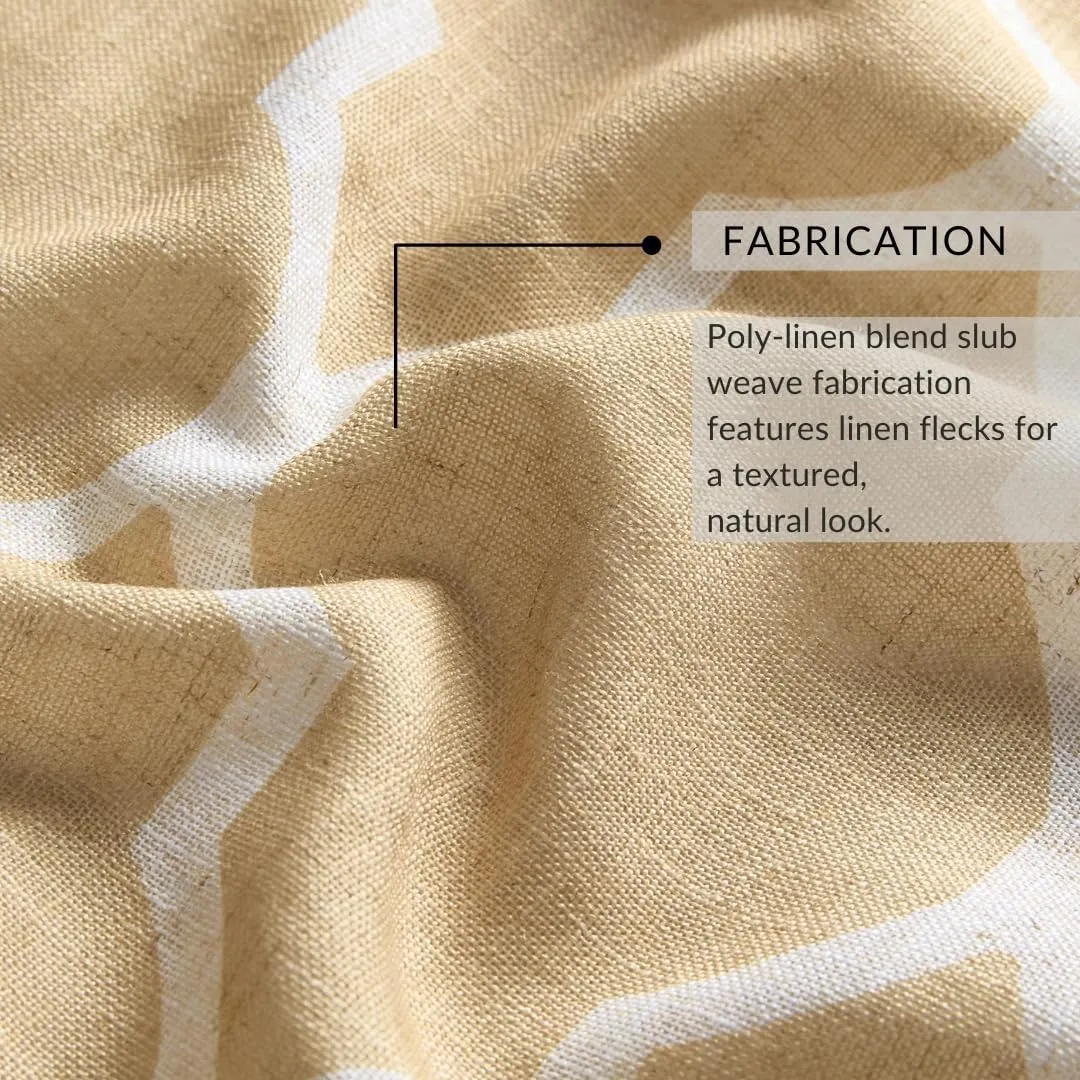 Elrene Home Fashions Medalia Grommet Top Light Filtering Trellis Geometric Pattern Linen Blend Window Curtain Single Panel, 52" x 108", Toasted Wheat