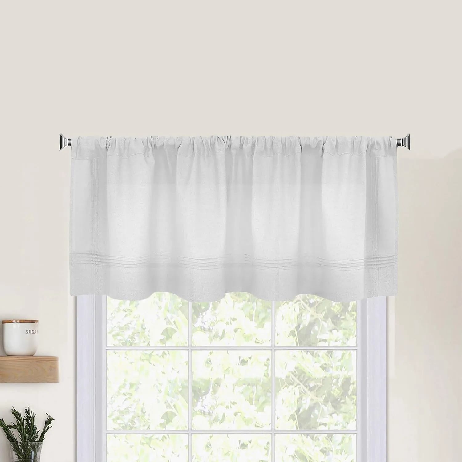 Elrene Home Fashions Pintuck Kitchen Window, 60 in x 14 in (Valance), White
