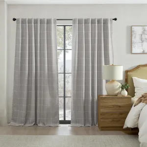 Elrene Home Fashions Sawyer Windowpane Plaid Blackout Window Curtain Panel with Rod Pocket/Back Tabs for Living Room/Bedroom/Office, 52"x84", Gray