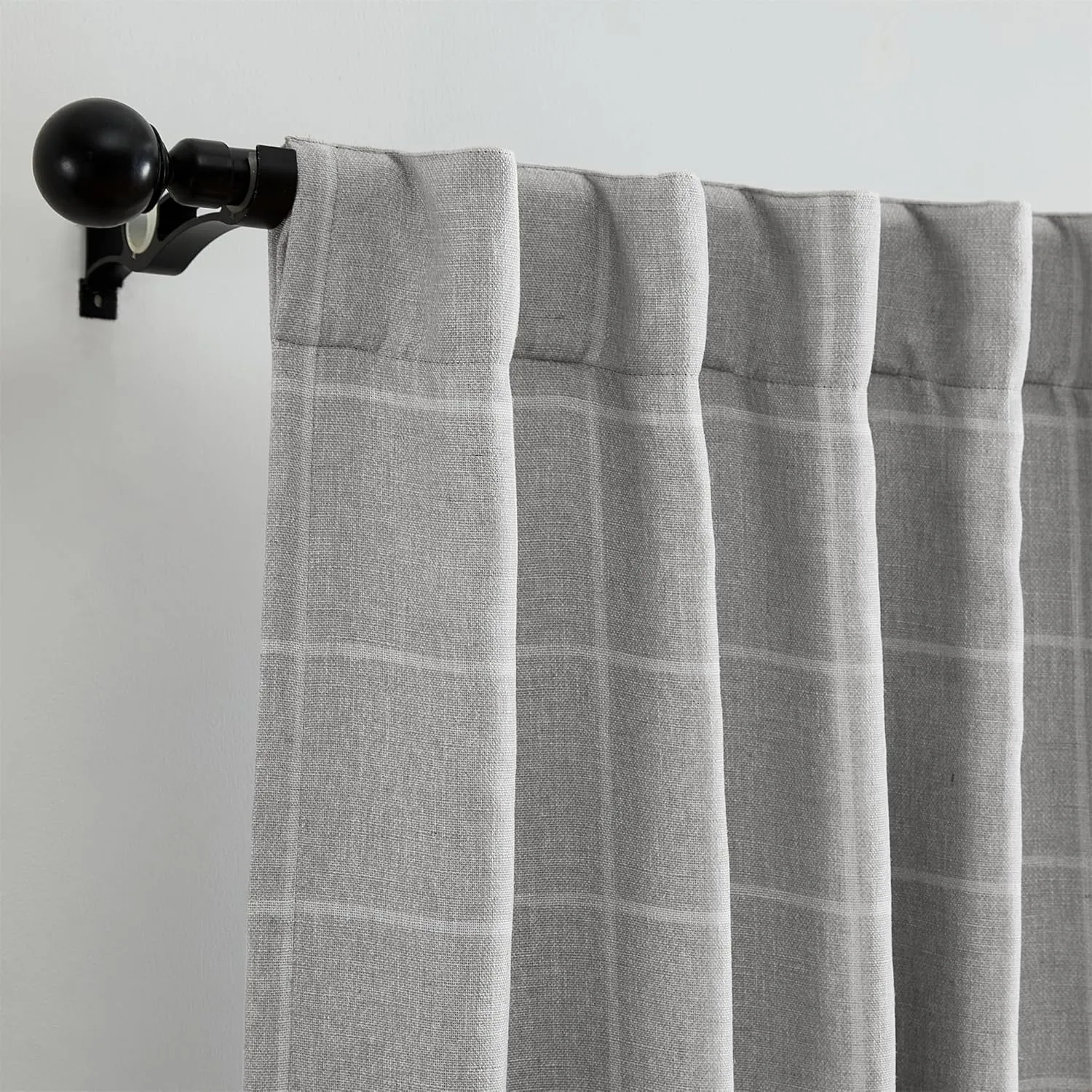 Elrene Home Fashions Sawyer Windowpane Plaid Blackout Window Curtain Panel with Rod Pocket/Back Tabs for Living Room/Bedroom/Office, 52"x84", Gray