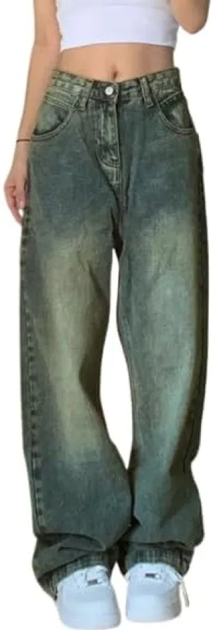 EMMIOL Denim Jeans for Women Wide Leg Jeans Low Waist Baggy Jeans for Women Loose Boyfriends Jeans Denim Pants Y2K 90S