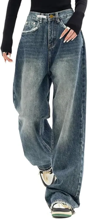 EMMIOL Jeans for Women Wide Leg Baggy Jeans High Waist Y2K Cargo Pants Casual Loose Boyfriends Trousers Vintage Streetwear