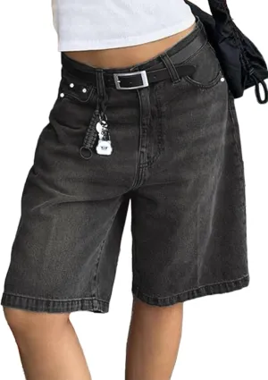 EMMIOL Women Jorts Baggy Jeans Jorts Outfits Mid-Low Waisted Denim Y2K Shorts Summer Hot Short Pants Streetwear