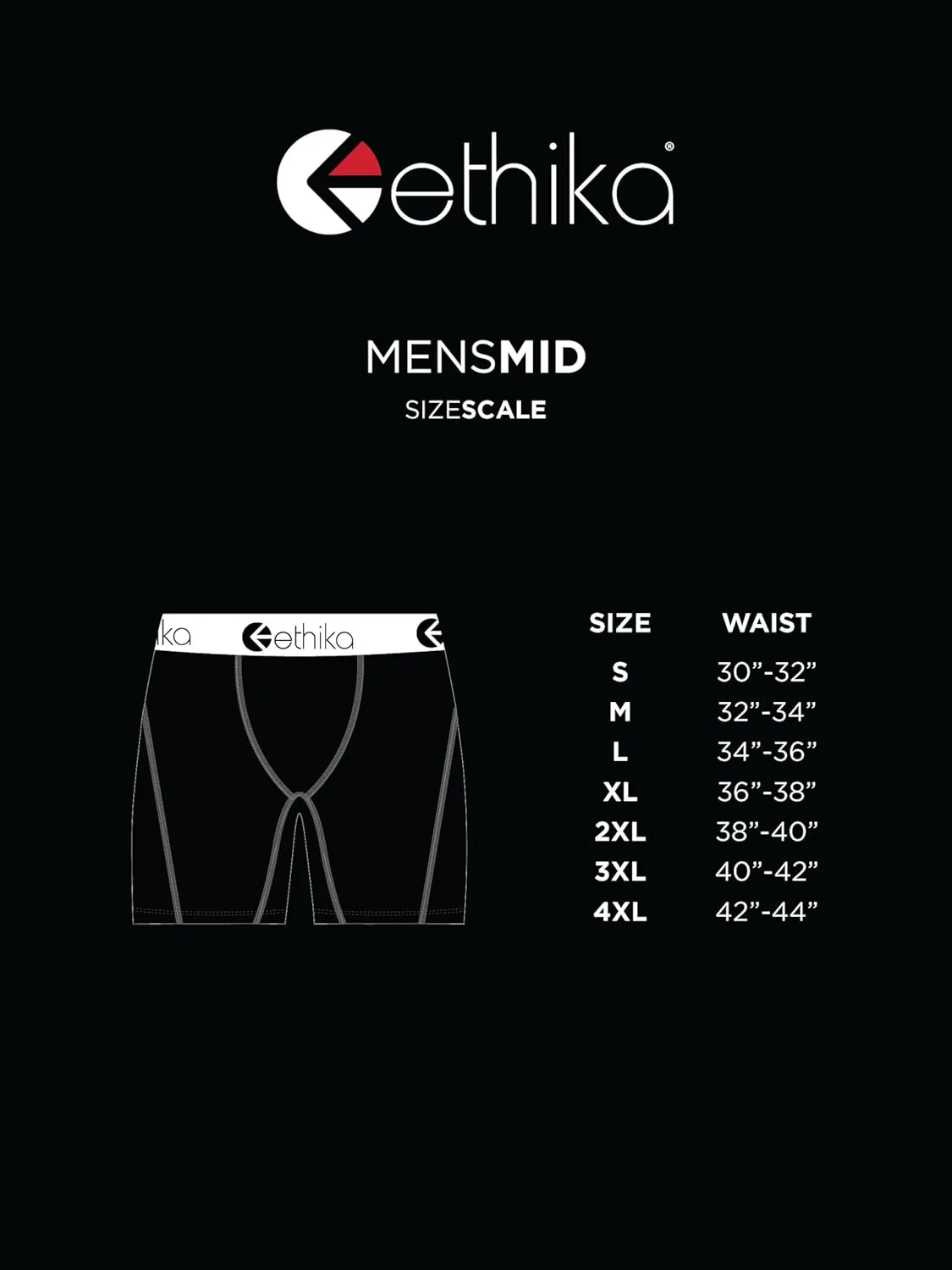 Ethika Mens MID Boxer Brief | Embossed Python -Black-