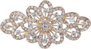 EVER FAITH 4 Inch Bridal Flower Ribbon Brooch Clear Austrian Crystal