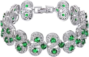 EVER FAITH Silver-Tone CZ Birthstone Vinstage Style Art Deco Roman Tennis Bracelet