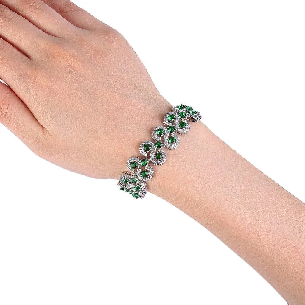 EVER FAITH Silver-Tone CZ Birthstone Vinstage Style Art Deco Roman Tennis Bracelet