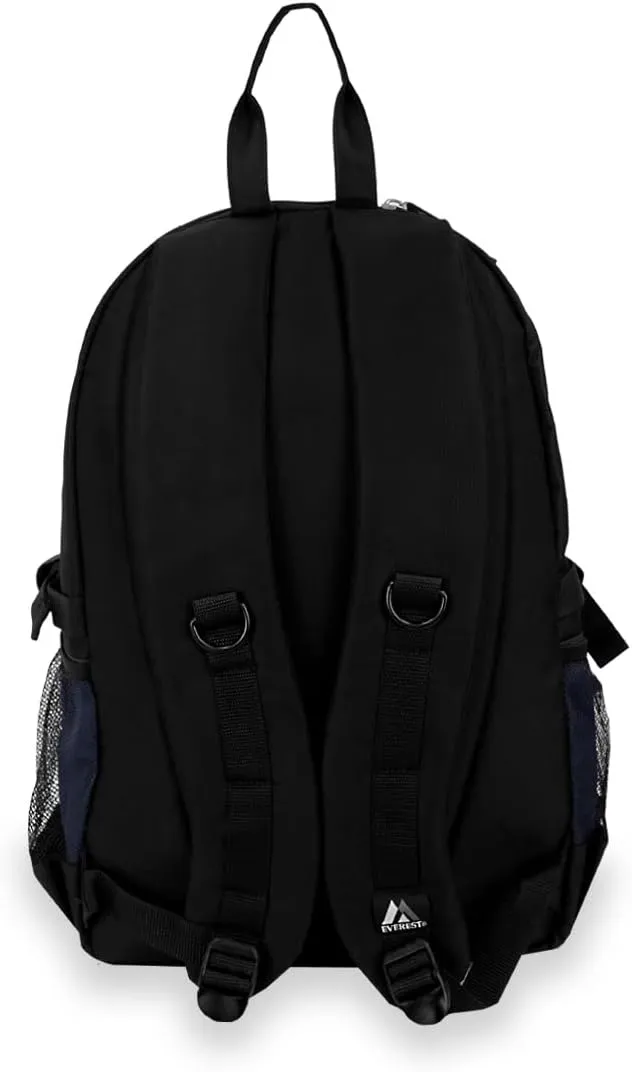 Everest Luggage Backpack with Dual Mesh Pocket, Navy/Gray/Black, Navy/Gray/Black, One Size