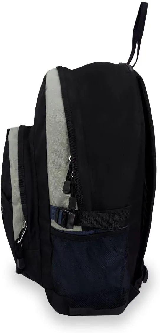 Everest Luggage Backpack with Dual Mesh Pocket, Navy/Gray/Black, Navy/Gray/Black, One Size