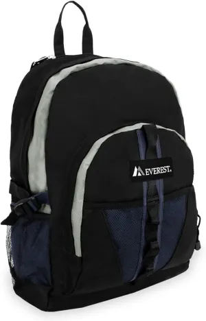 Everest Luggage Backpack with Dual Mesh Pocket, Navy/Gray/Black, Navy/Gray/Black, One Size