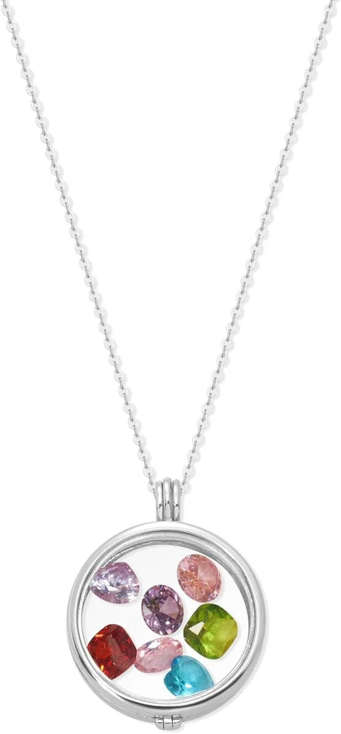 EVE'S ADDICTION Custom Glass Birthstone Floating Locket, 16" or 30" - Gifts for Mom
