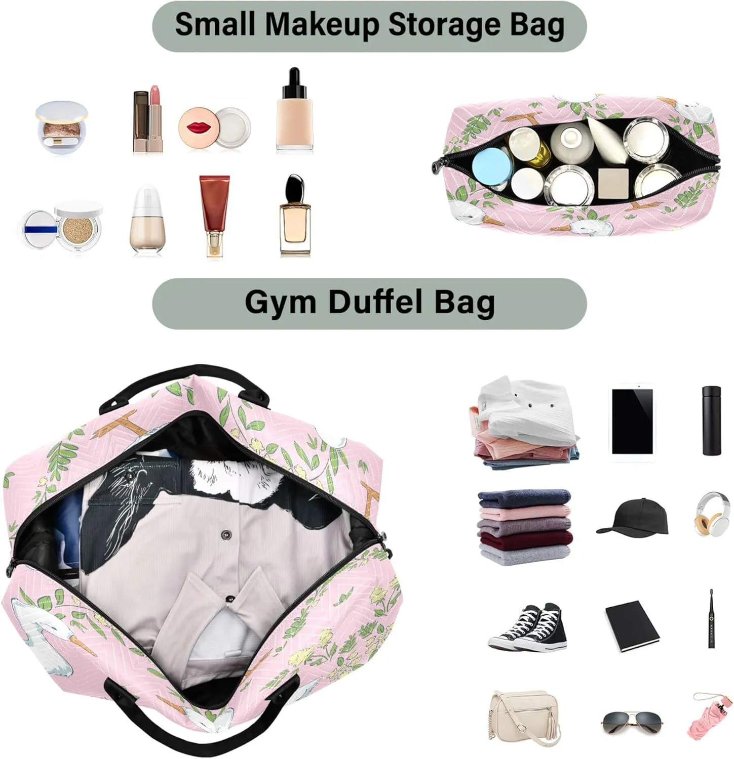 Exnundod Women Weekender Bags Cute Goose and Leaves Travel Duffel Bags Carry On Overnight Bag Large Hospital Tote Luggage
