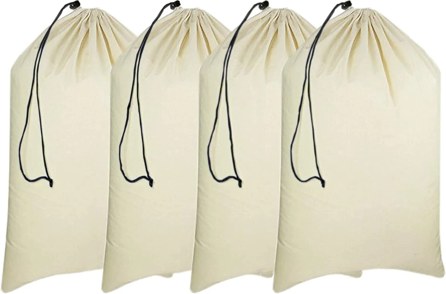 Extra Large Canvas Heavy Duty Laundry Bags - 4 Pack Natural Cotton, Multi Use Size 28''x 36''