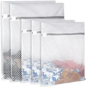 Extra Large Honeycomb Mesh Laundry Bag125gsm Net Fabric Durable and Reusable Delicate Wash Bag,Travel Organization Bag for Lingerie,Clothes,Jeans,Bath Towel,Sock (2Large, 3Medium)
